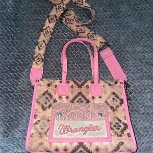 Wrangler Pink and Brown Patterned Shoulder Bag